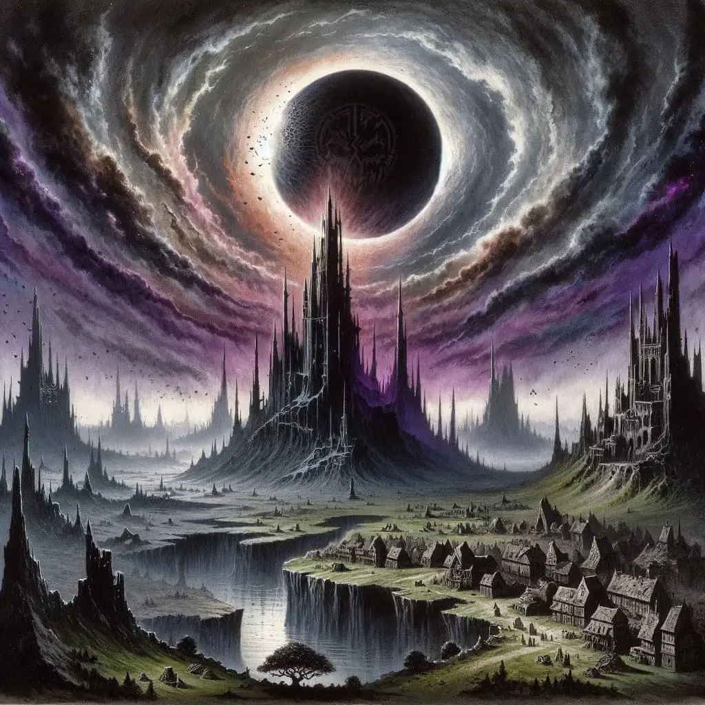 The eclipse over the Azalor Realm, art work