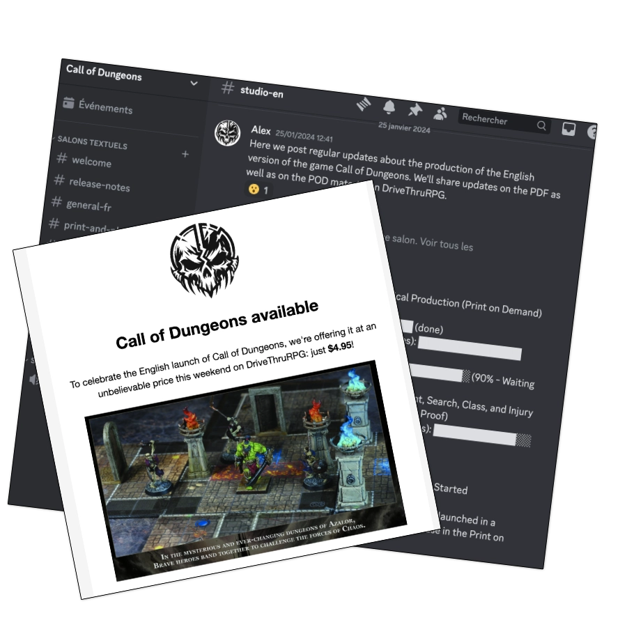 Call of Dungeons Discord screenshot and newsletter example